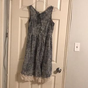 Blue and white paisley dress